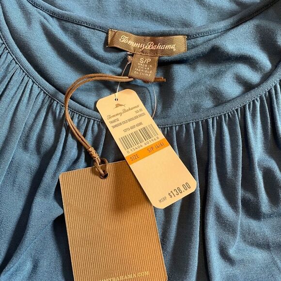 🟢TOMMY BAHAMA Tambour Cold-Shoulder Dress Deep Azure S/P - Picture 8 of 9